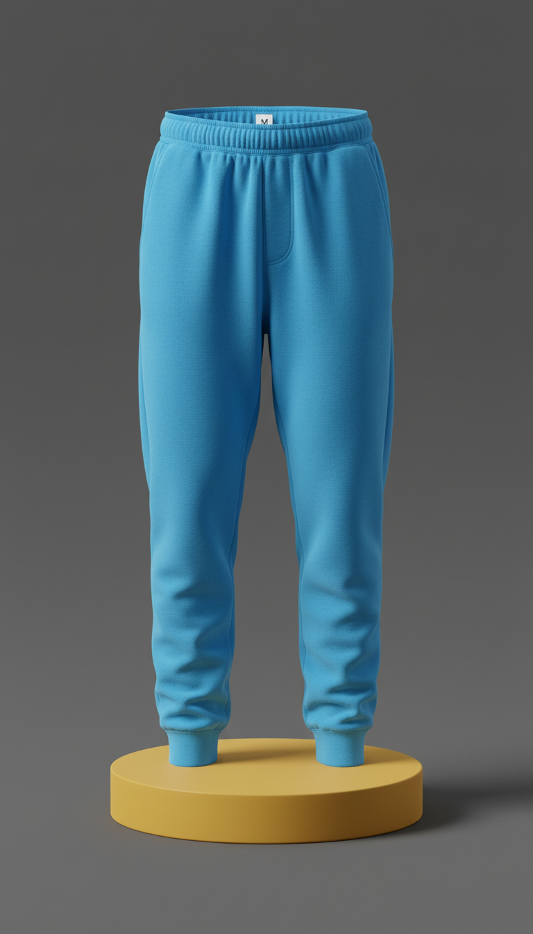 Vivid Sky Blue Premium Fleece Joggers